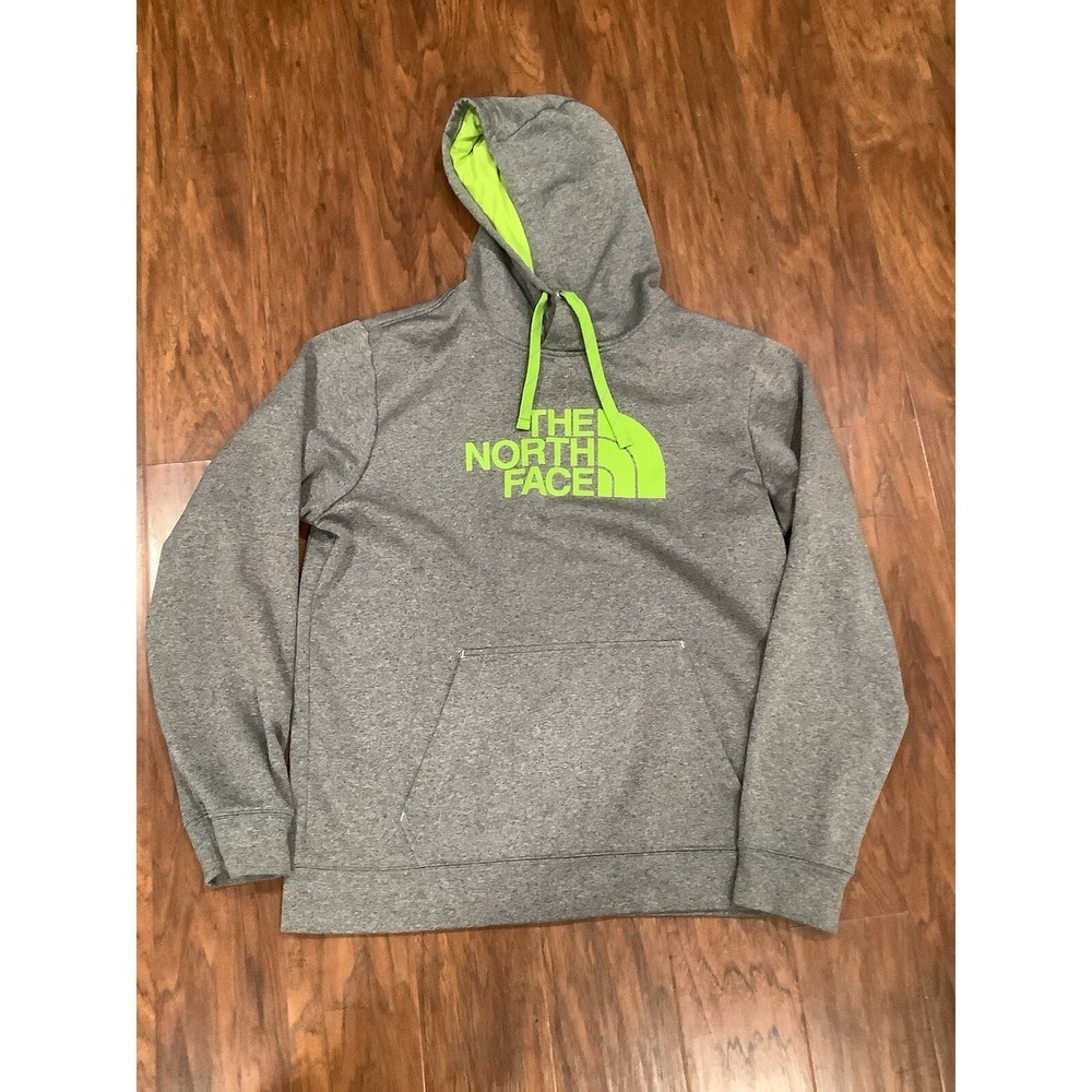 The North Face Pullover Hoodie Sweatshirt Mens Size L Gray Green Long Sleeve